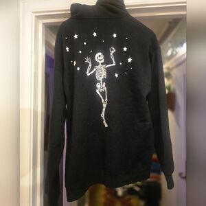 Black dancing skeleton hoodie men's M